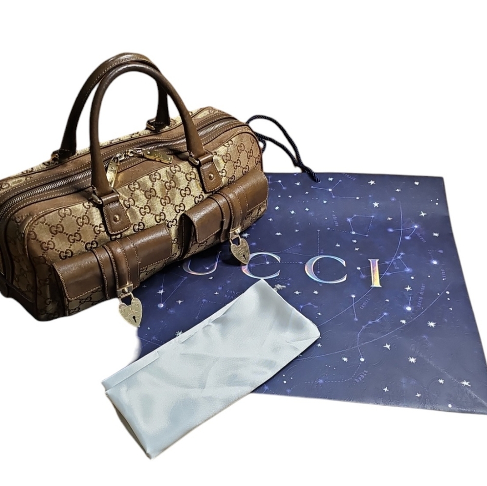 Gucci GG Lurex Padlock Boston Gucci Tote with New Satin dust bag/& Shopping bag